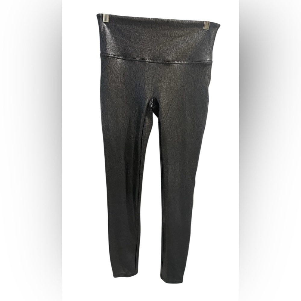 SPANX Faux Leather Leggings High Rise Black Skinny Stretch Pants